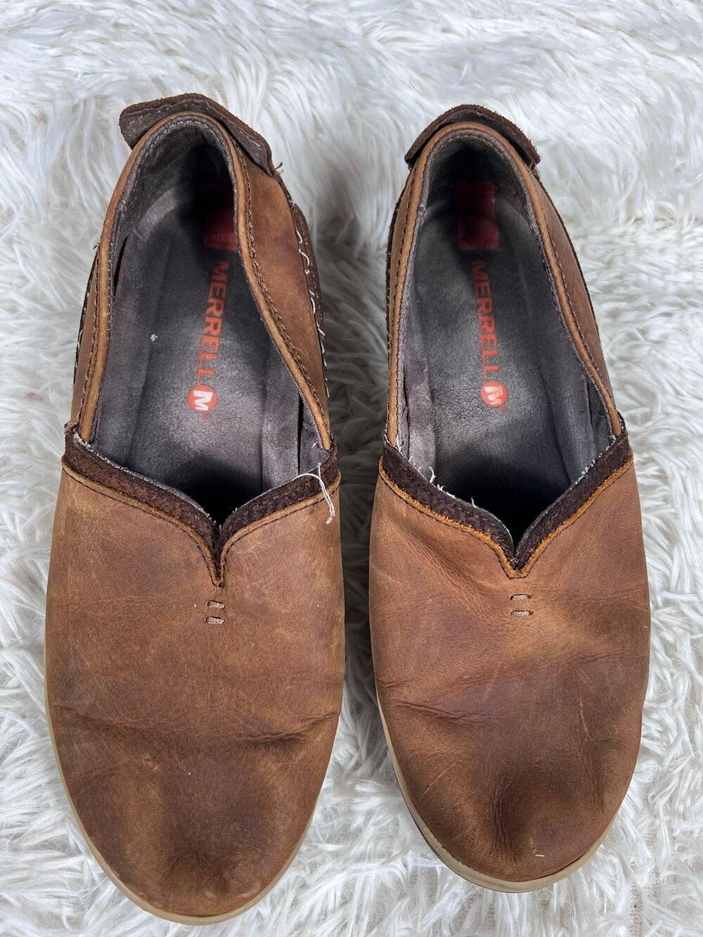 Merrell Shoes Womens Size 7 Brown Sugar Slip On Leather Comfort Loafer Casual